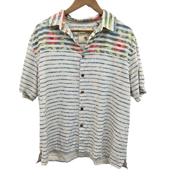 Island Republic Vintage Collection 100% Silk Hawaiian Shirt Size XL Ivory Button - Picture 1 of 10